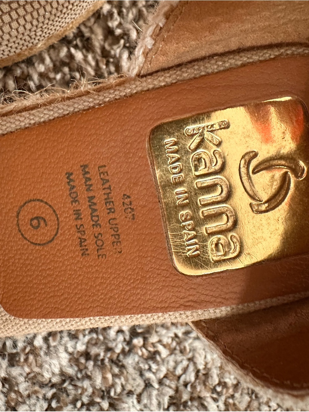 kanna Gold Beige Espadrille Wedge Sandals - Picture 5 of 5